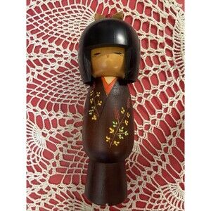Kokeshi Doll by Sadao Kishi 8" tall stamped on bottom Geisha Bow